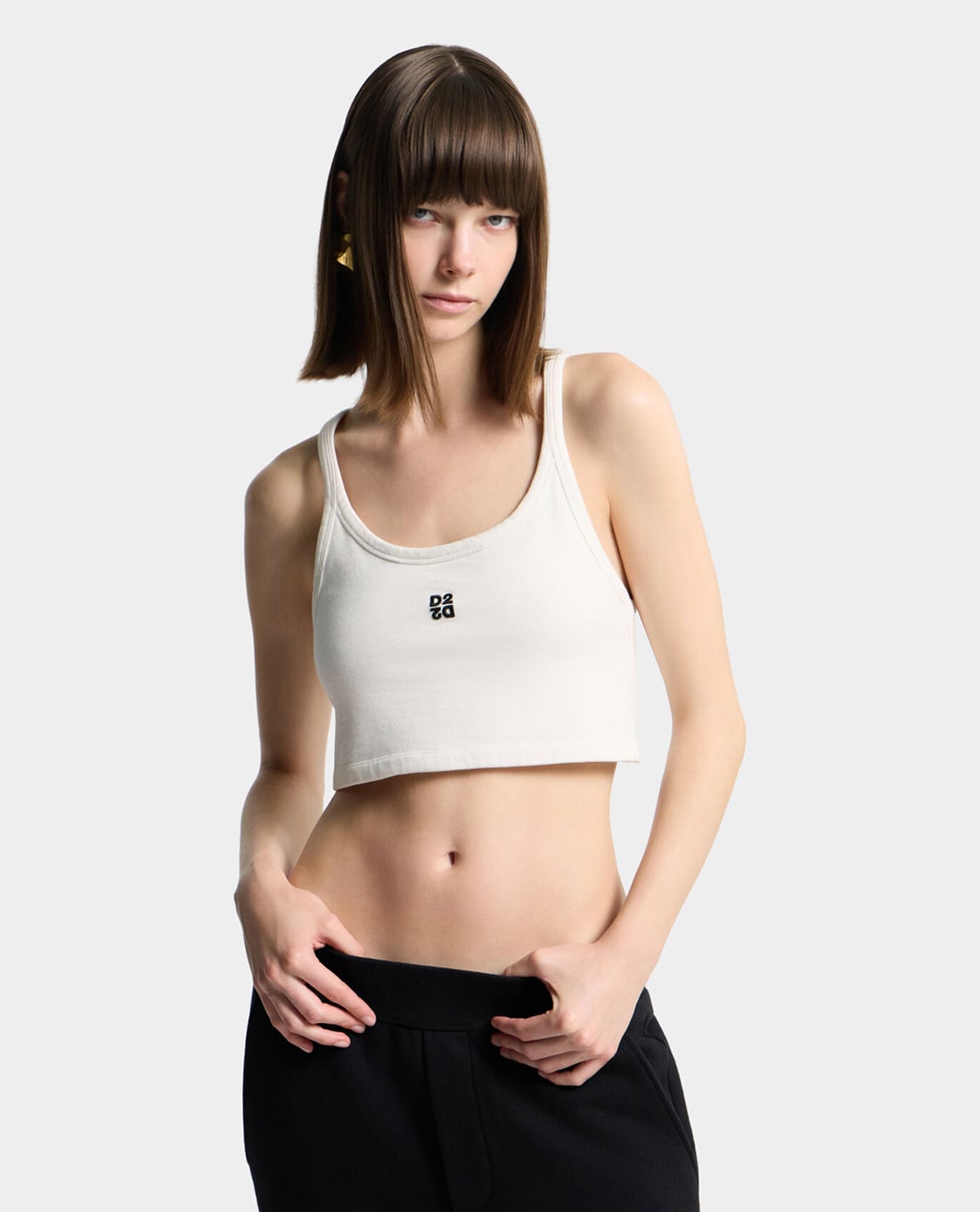 DSQUARED2 - Áo ba lỗ nữ phom croptop thêu logo