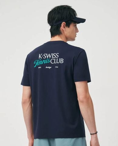  K-SWISS - Áo thun thể thao nam cổ tròn tay ngắn in họa tiết 
