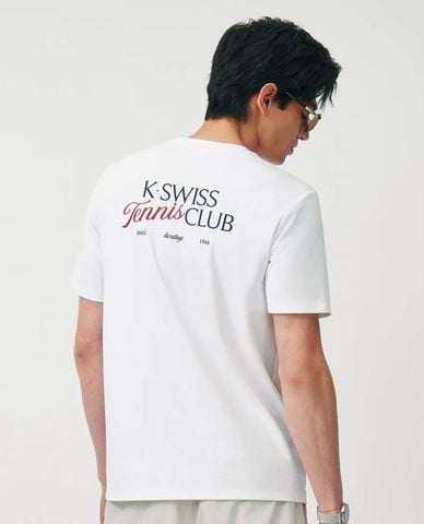  K-SWISS - Áo thun thể thao nam cổ tròn tay ngắn in họa tiết 