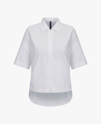  K-SWISS - Áo sơ mi nữ tay lỡ phối khóa zip 