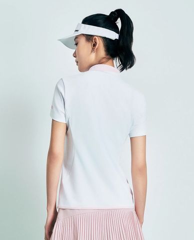  K-SWISS - Áo polo nữ cổ bẻ tay ngắn phối sọc 