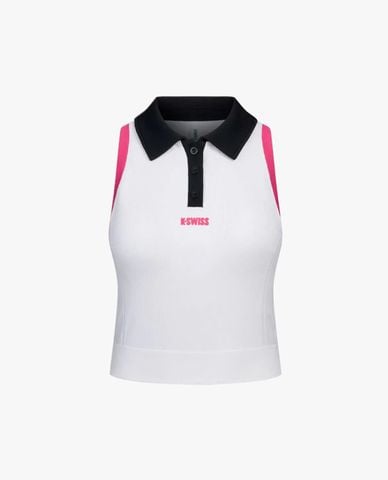  K-SWISS - Áo sát nách nữ cổ bẻ phối logo 