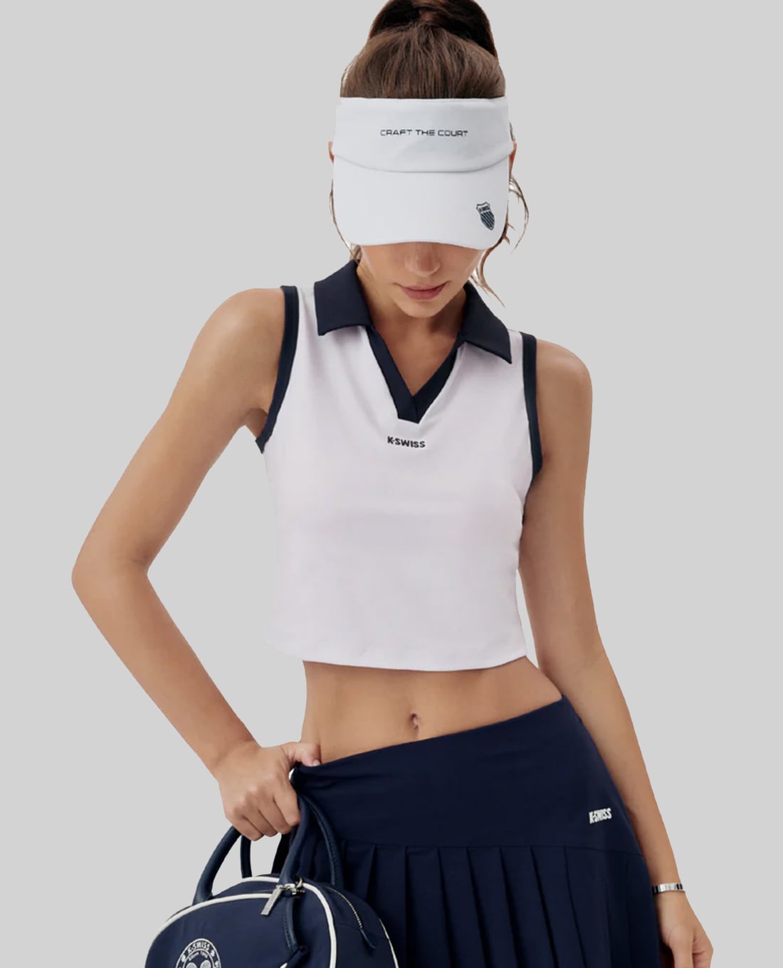 K-SWISS - Áo tập luyện nữ sát nách phom croptop