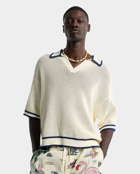  DSQUARED2 - Áo polo nam dệt kim cổ bẻ tay ngắn phối viền 