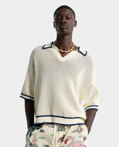  DSQUARED2 - Áo polo nam dệt kim cổ bẻ tay ngắn phối viền 