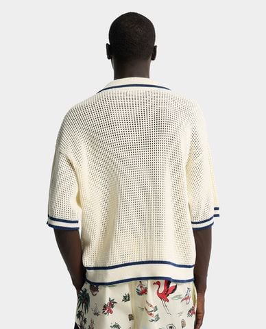  DSQUARED2 - Áo polo nam dệt kim cổ bẻ tay ngắn phối viền 