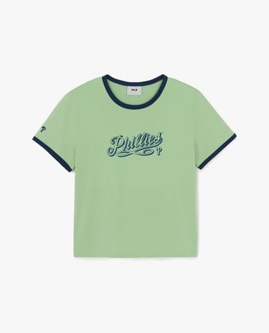  MLB - Áo croptop nữ cổ tròn tay ngắn Lettering 