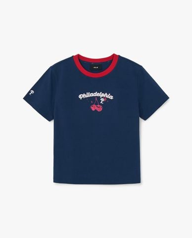  MLB - Áo croptop nữ cổ tròn tay ngắn Summer Fruits 
