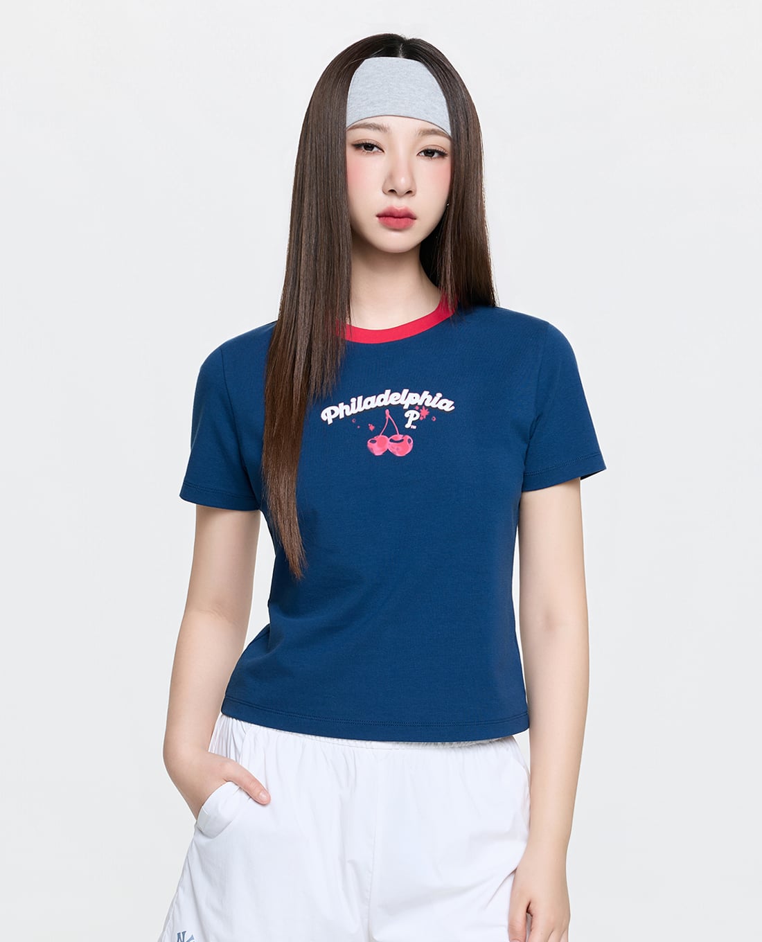MLB - Áo croptop nữ cổ tròn tay ngắn Summer Fruits