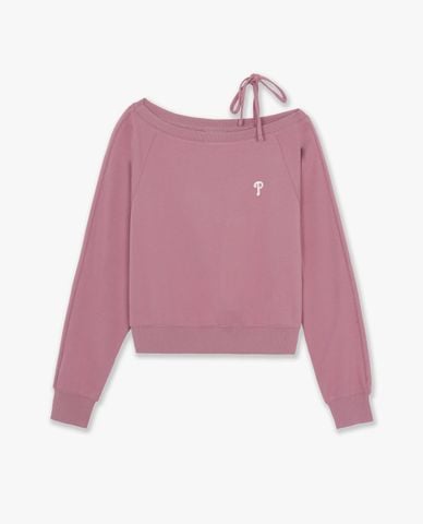  MLB - Áo sweatshirt nữ lệch vai phối dây Varsity Sporty 