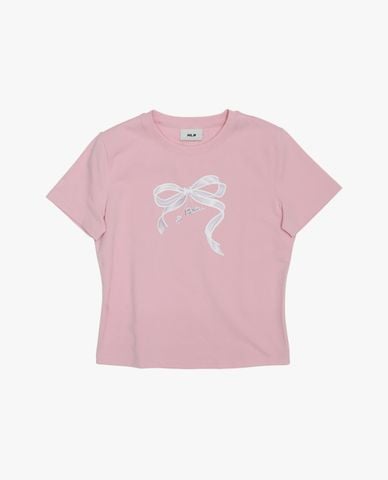  MLB - Áo croptop nữ cổ tròn tay ngắn in họa tiết 