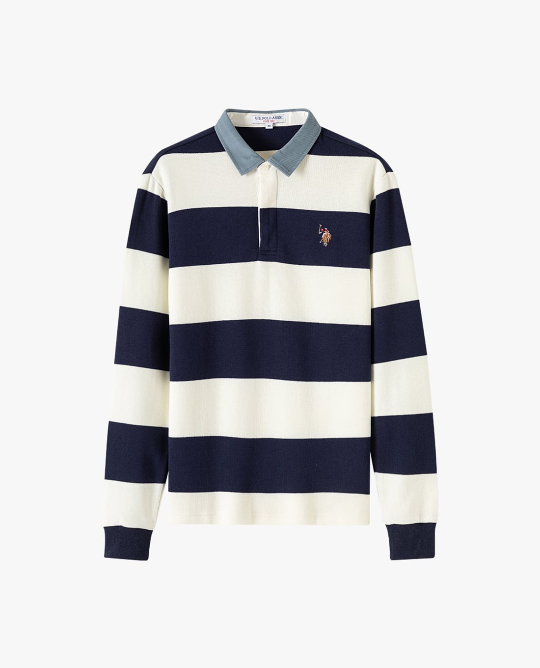 USPA - Áo polo nam tay dài thêu logo sọc ngang