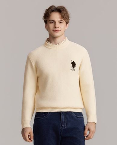  USPA - Áo sweater nam cổ tròn tay dài thêu logo 