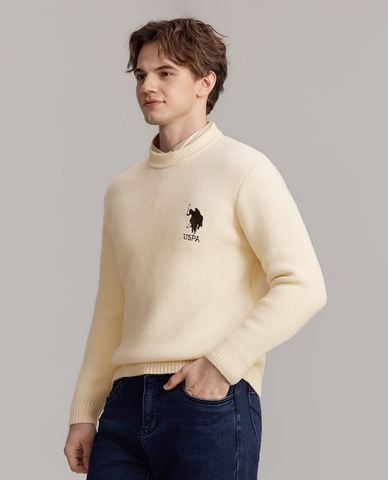  USPA - Áo sweater nam cổ tròn tay dài thêu logo 