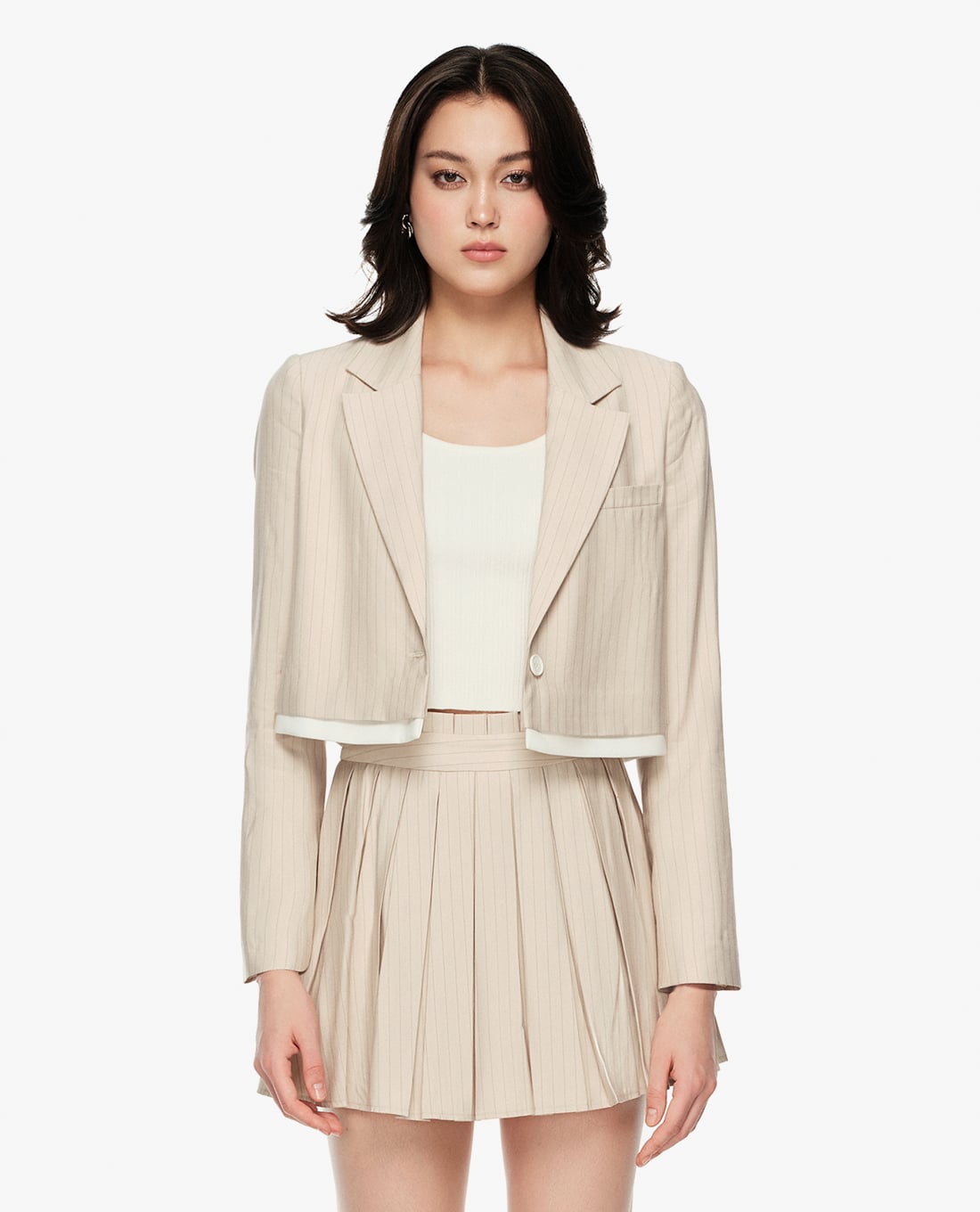 GIGI - Áo khoác blazer nữ cổ V tay dài phom croptop