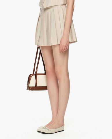  GIGI - Chân váy xếp li mini kẻ sọc 