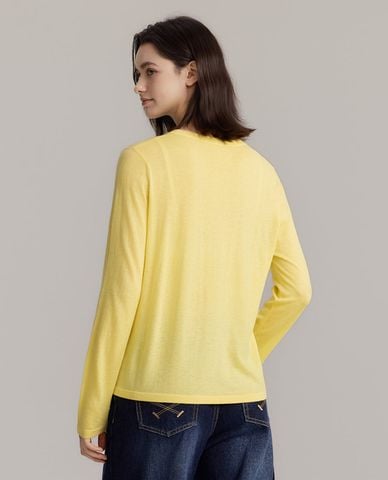  USPA - Áo dệt kim nữ cổ tròn tay dài thêu logo 