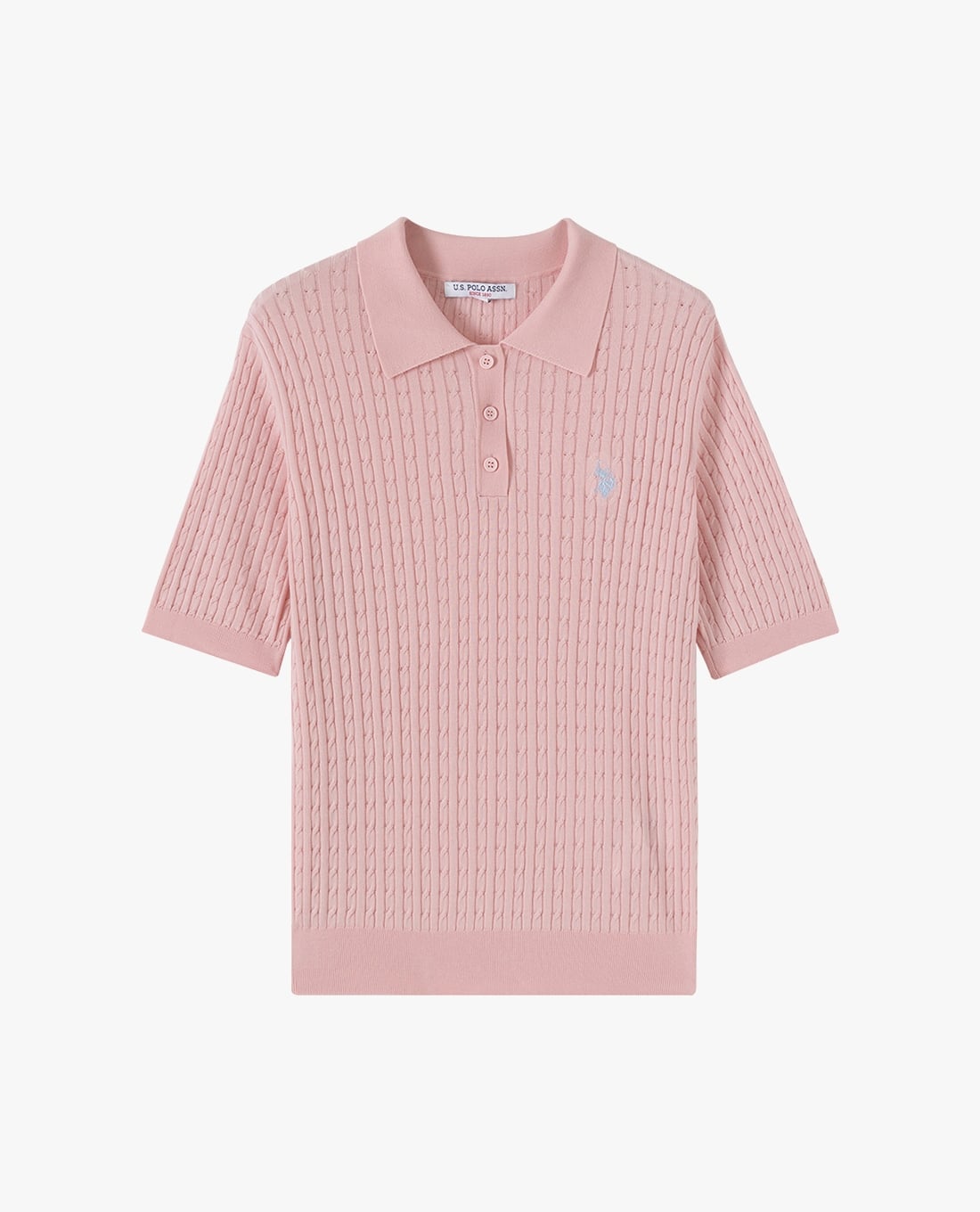 USPA - Áo dệt kim nữ cổ bẻ tay ngắn thêu logo