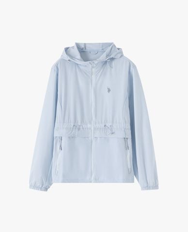 USPA - Áo khoác gió nữ phối mũ dây rút 