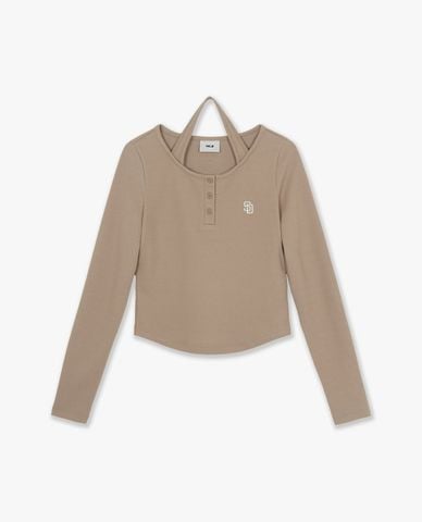  MLB - Áo kiểu nữ cổ tròn tay dài phối layer Basic 