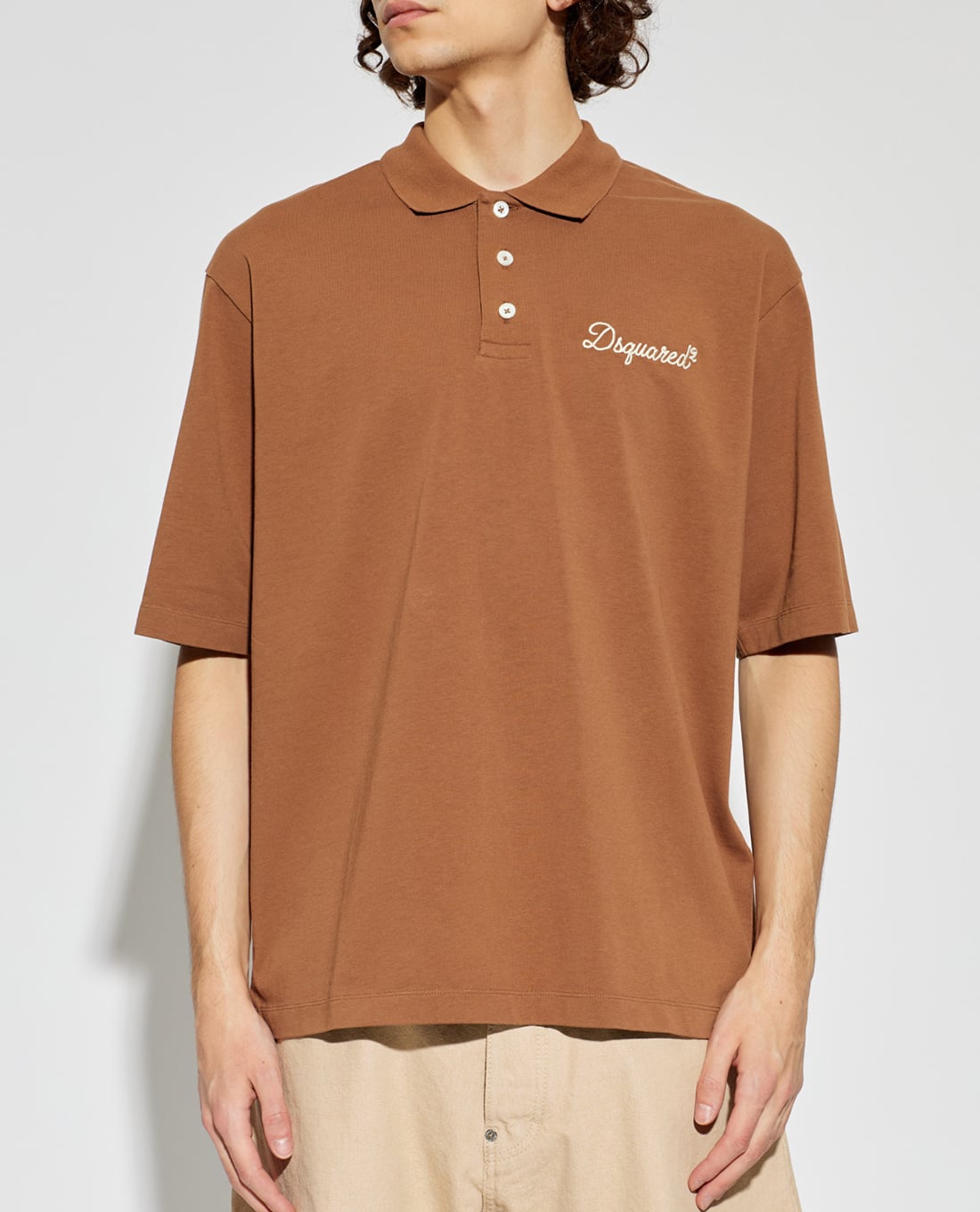 DSQUARED2 - Áo polo nam cổ bẻ tay ngắn thêu logo