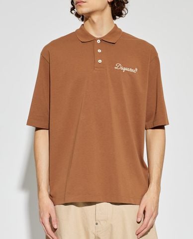  DSQUARED2 - Áo polo nam cổ tròn tay ngắn thêu logo 