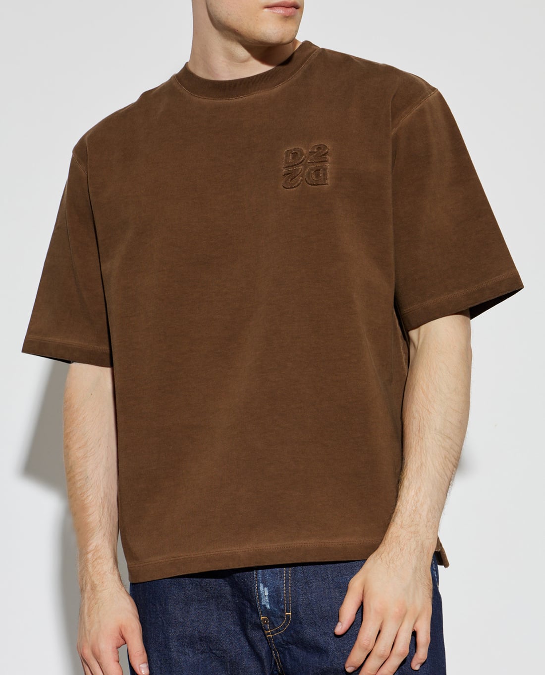 DSQUARED2 - Áo thun nam cổ tròn tay ngắn logo dập nổi