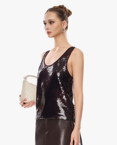  GIGI - Áo ba lỗ nữ cổ tròn đính sequin 