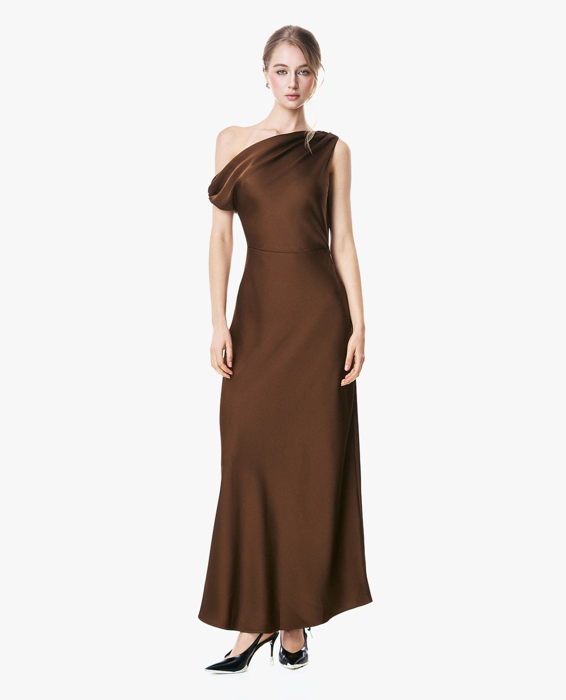 GIGI - Đầm dự tiệc maxi lệch vai xếp rũ
