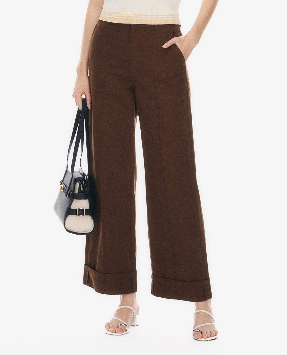 GIGI - Quần nữ ống rộng lai gập thanh lịch