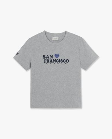  MLB - Áo thun nữ tay ngắn Leopard Heart Lettering 