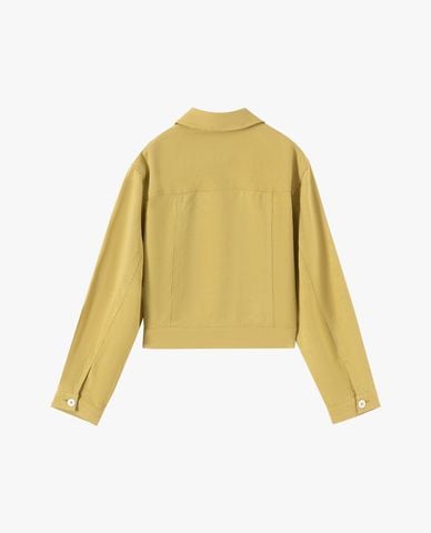  USPA - Áo khoác denim nữ cổ bẻ tay dài phom croptop 