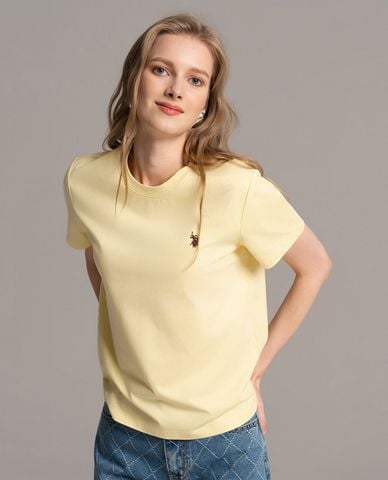  USPA - Áo thun nữ cổ tròn tay ngắn thêu logo 