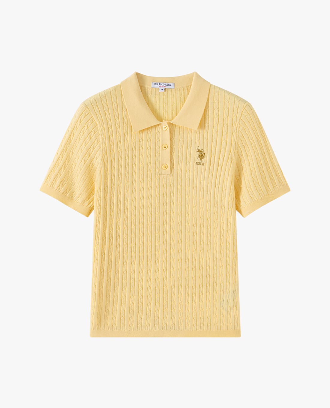 USPA - Áo dệt kim nữ cổ bẻ tay ngắn thêu logo