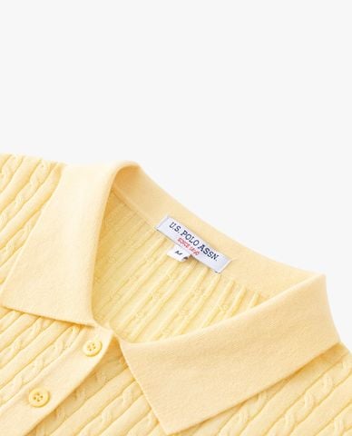  USPA - Áo dệt kim nữ cổ bẻ tay ngắn thêu logo 