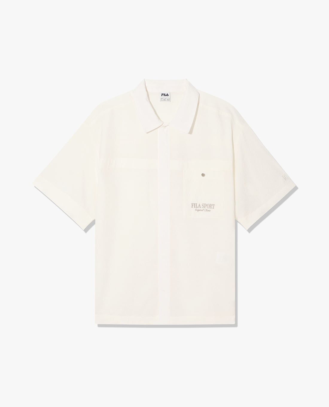 FILA - Áo khoác sơ mi unisex tay ngắn phối túi