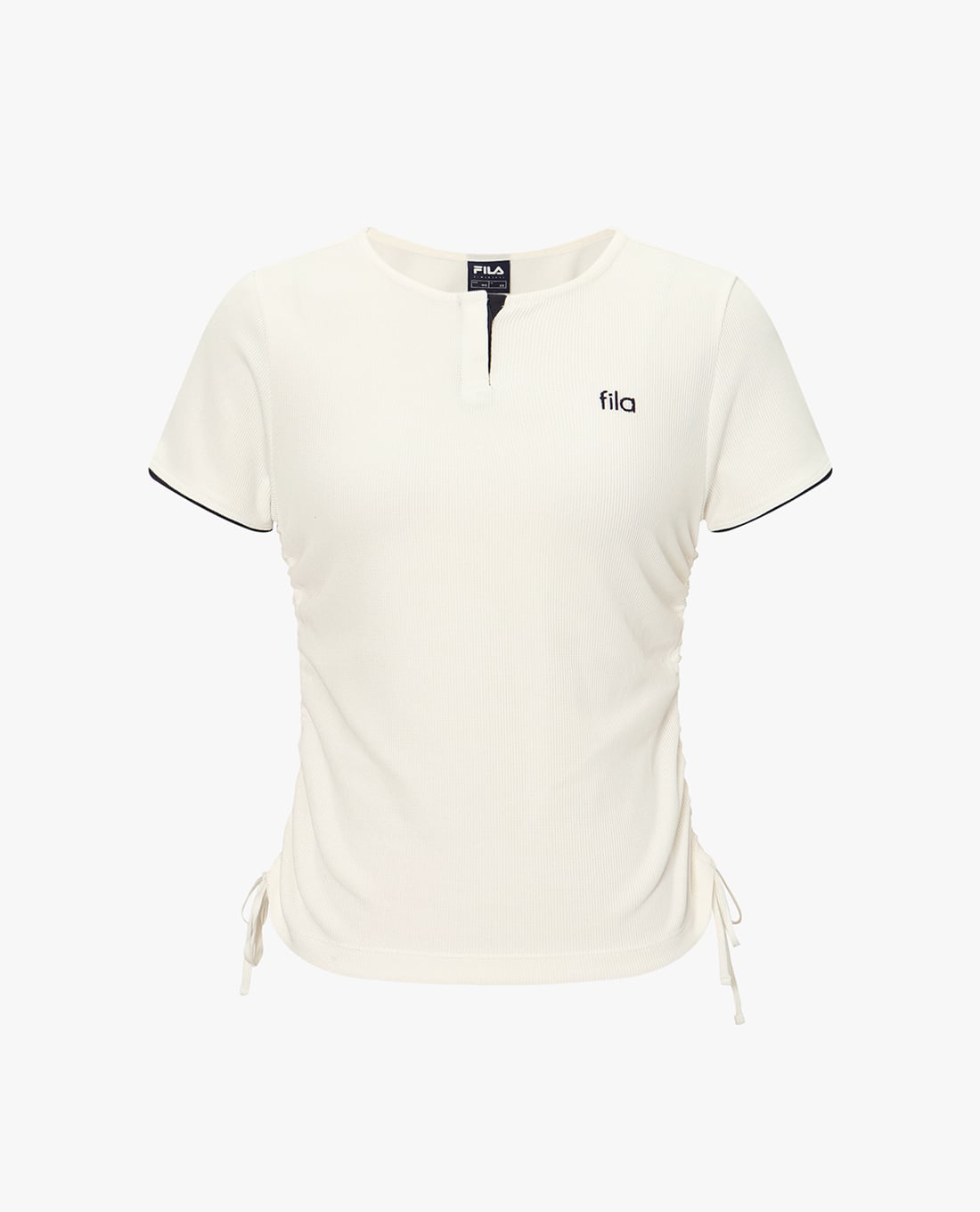 FILA - Áo thun nữ cổ tròn tay ngắn phối dây rút
