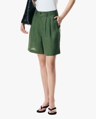  GIGI - Quần shorts nữ ống rộng cạp cao xếp li 