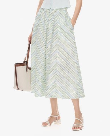  GIGI - Chân váy phom suông midi họa tiết sọc 