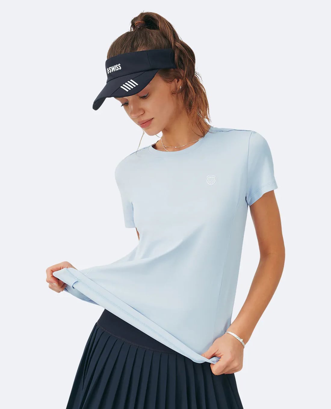 K-SWISS - Áo thun thể thao nữ cổ tròn tay ngắn