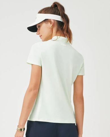  K-SWISS - Áo polo nữ tay ngắn phối khóa kéo 