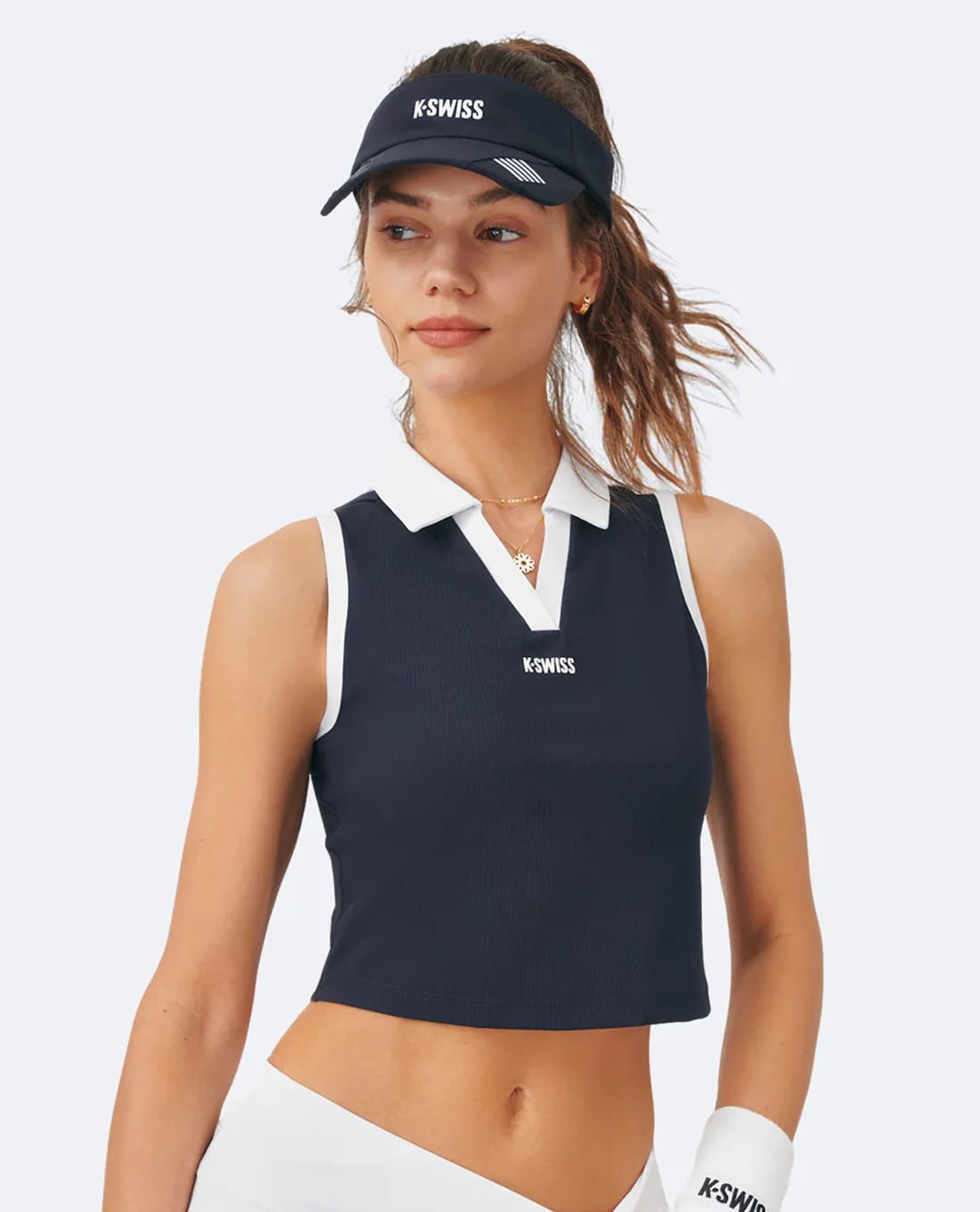 K-SWISS - Áo ba lỗ thể thao nữ phom ôm phối viền