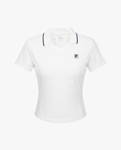  FILA - Áo polo nữ dệt kim cổ bẻ tay ngắn 