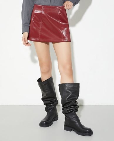  MAX&Co. - Chân váy chữ A mini da bóng Grafite 