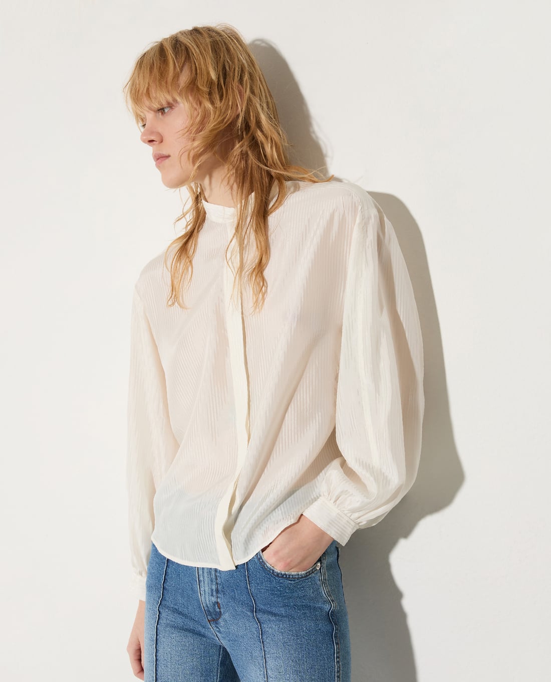 MAX&Co. - Áo sơ mi nữ cổ trụ tay dài kẻ sọc Mcobanda