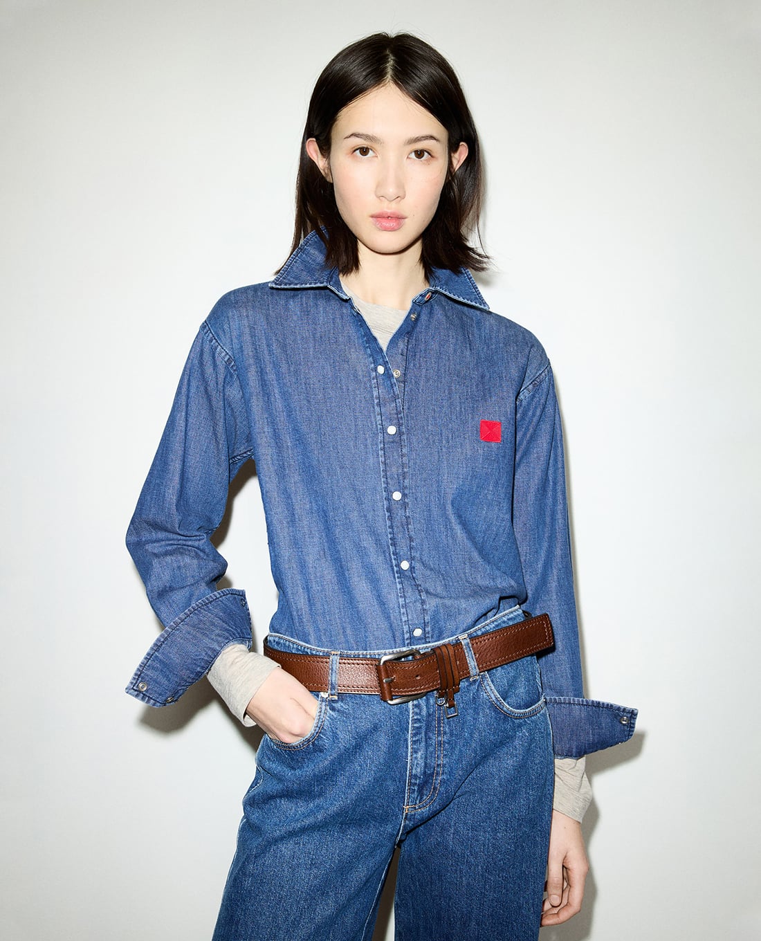 MAX&Co. - Áo sơ mi denim nữ tay dài thêu patch Mcoultimo