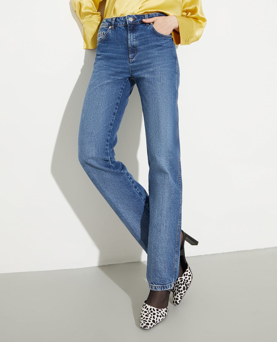 MAX&Co. - Quần jeans nữ ống đứng wash bạc Mcovisone