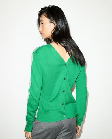  MAX&Co. - Áo khoác cardigan nữ cổ V phối màu Mcogiorno 