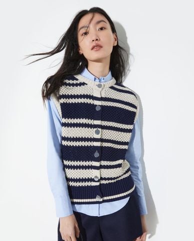  MAX&Co. - Áo khoác gilet nữ dệt kim kẻ sọc Beta 