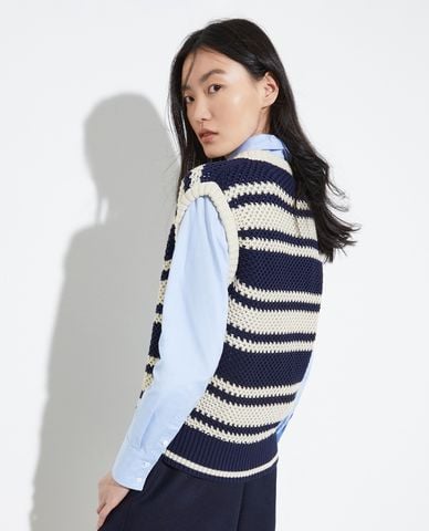  MAX&Co. - Áo khoác gilet nữ dệt kim kẻ sọc Beta 